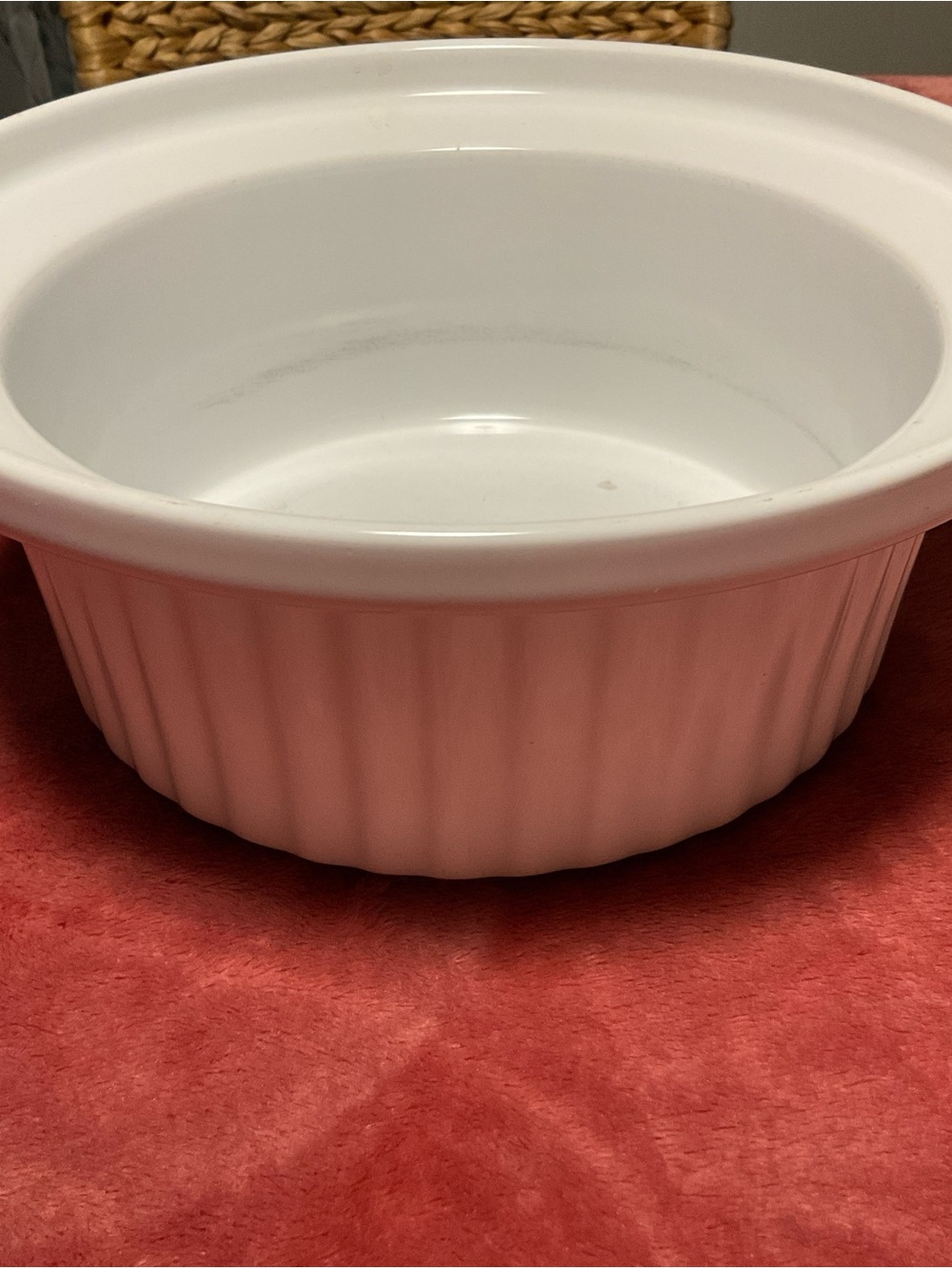 White and Pink Ceramic Baking Dish - Classic Fluted Design